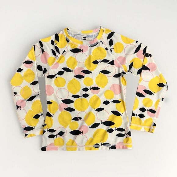 Tea Collection Girl's Long Sleeve Citrus Print Swim Rash Guard Top Size 7 - Picture 1 of 6